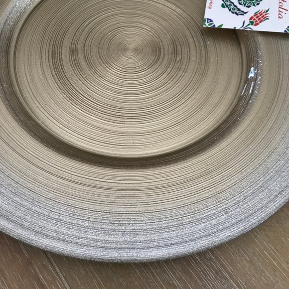 Gold Silver Glass Buffet Charger Serving Plate - Picture 3 of 4